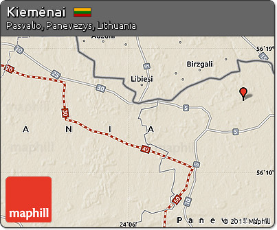 Shaded Relief Map of Kiemėnai