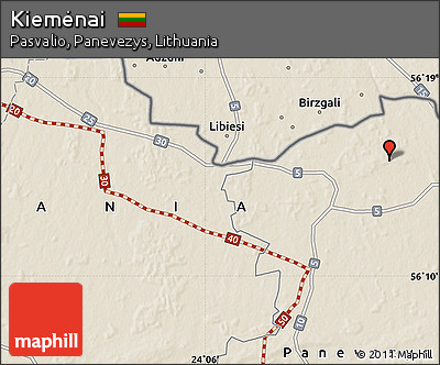Shaded Relief Map of Kiemėnai
