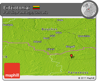 Physical Panoramic Map of Eidžiotoniai