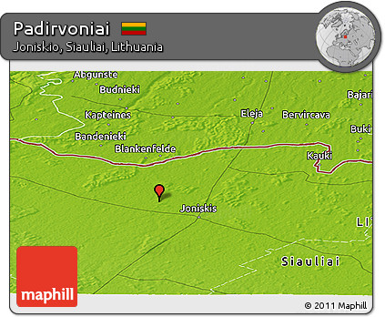 Physical Panoramic Map of Padirvoniai