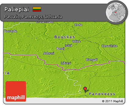 Physical Panoramic Map of Paliepiai