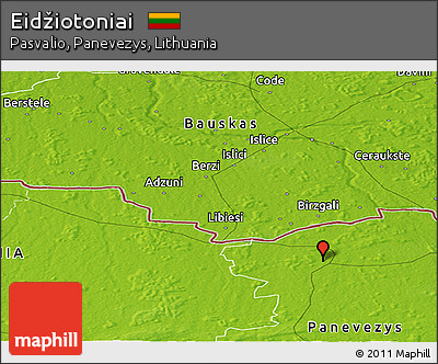 Physical Panoramic Map of Eidžiotoniai