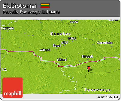 Physical Panoramic Map of Eidžiotoniai