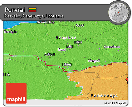 Political Panoramic Map of Purviai