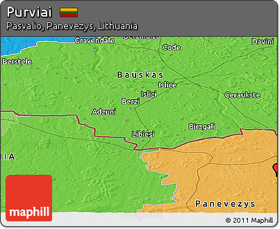 Political Panoramic Map of Purviai