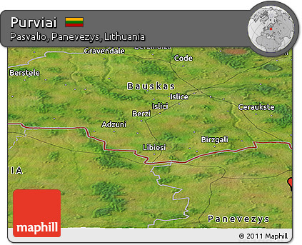 Satellite Panoramic Map of Purviai