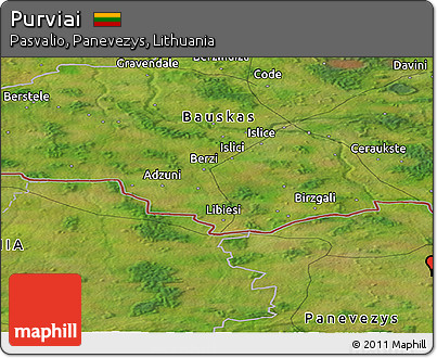 Satellite Panoramic Map of Purviai