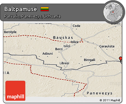 Shaded Relief Panoramic Map of Baltpamusė