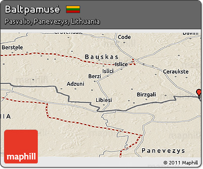 Shaded Relief Panoramic Map of Baltpamusė