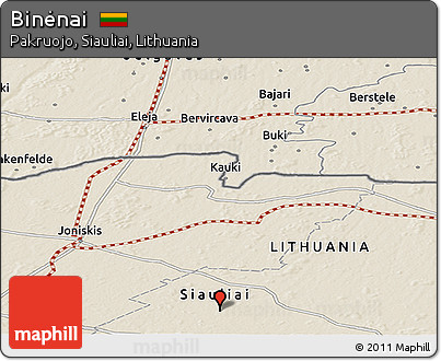 Shaded Relief Panoramic Map of Binėnai