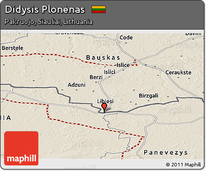 Shaded Relief Panoramic Map of Didysis Plonėnas