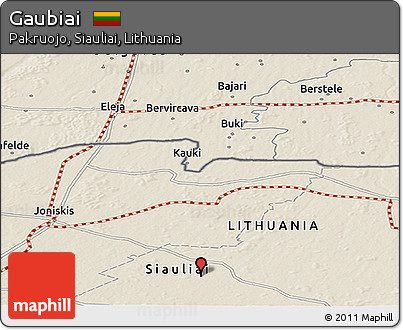 Shaded Relief Panoramic Map of Gaubiai