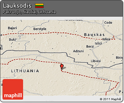 Shaded Relief Panoramic Map of Lauksodis