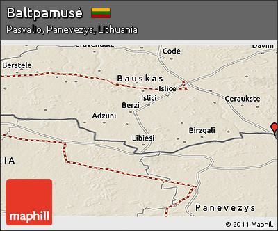 Shaded Relief Panoramic Map of Baltpamusė