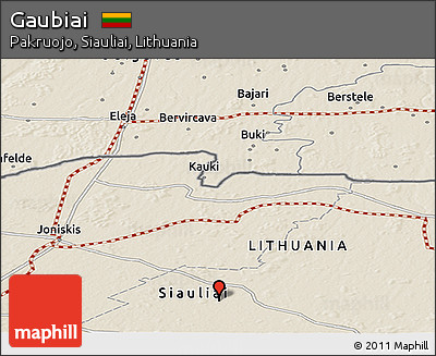 Shaded Relief Panoramic Map of Gaubiai