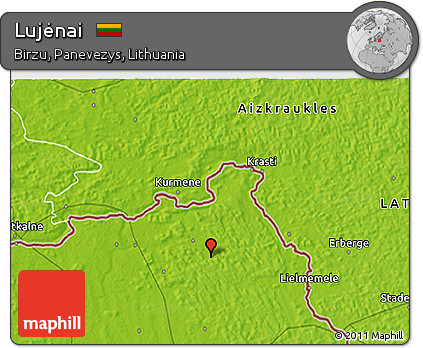 Physical 3D Map of Lujėnai
