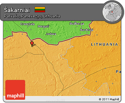Political 3D Map of Šakarniai