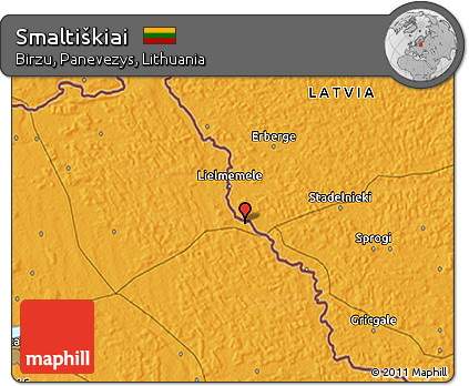 Political 3D Map of Smaltiškiai
