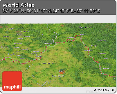 Satellite 3D Map of the Area around 56° 18' 50" N, 24° 43' 30" E