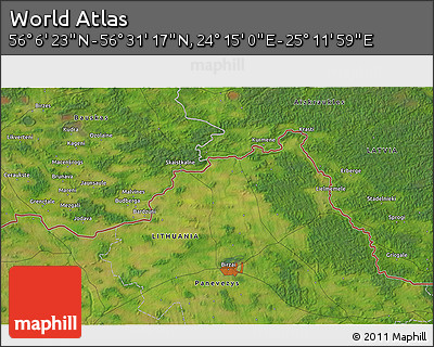 Satellite 3D Map of the Area around 56° 18' 50" N, 24° 43' 30" E