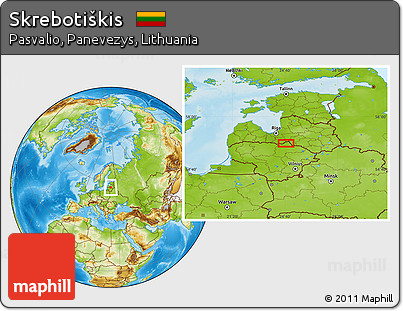 Physical Location Map of Skrebotiškis