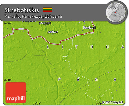 Physical Map of Skrebotiškis