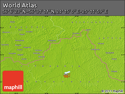 Physical Map of the Area around 56° 18' 50" N, 24° 43' 30" E