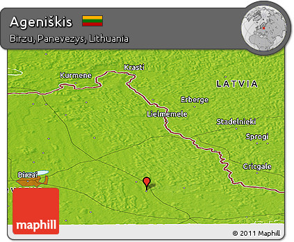 Physical Panoramic Map of Ageniškis