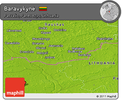 Physical Panoramic Map of Baravykynė