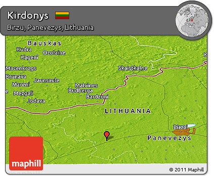 Physical Panoramic Map of Kirdonys