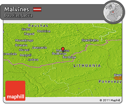 Physical Panoramic Map of Malvīnes