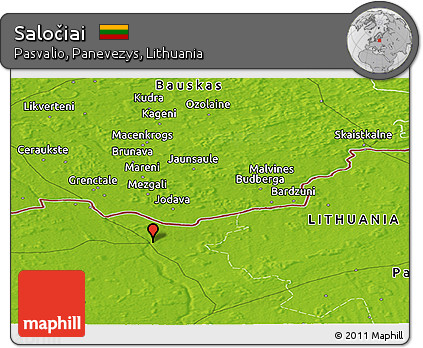 Physical Panoramic Map of Saločiai