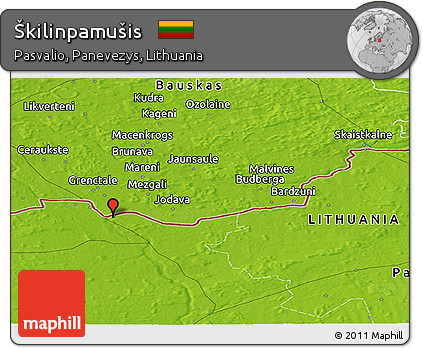 Physical Panoramic Map of Škilinpamušis