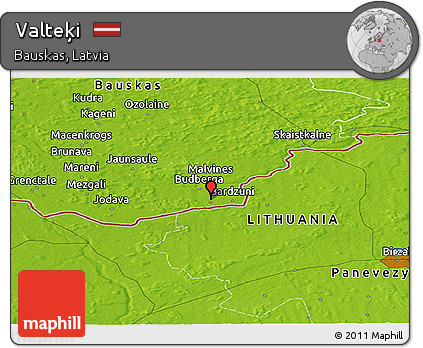 Physical Panoramic Map of Valteķi