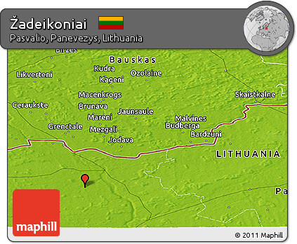 Physical Panoramic Map of Žadeikoniai