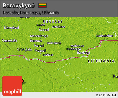 Physical Panoramic Map of Baravykynė