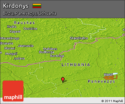 Physical Panoramic Map of Kirdonys