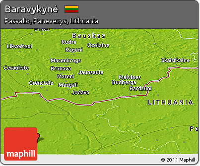 Physical Panoramic Map of Baravykynė