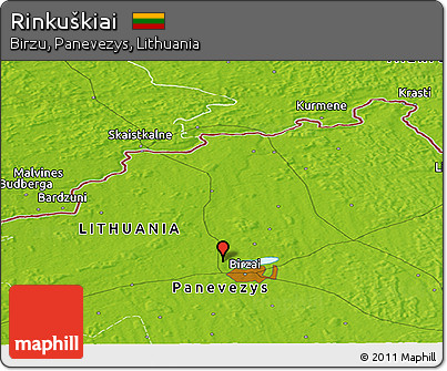 Physical Panoramic Map of Rinkuškiai
