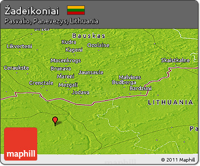 Physical Panoramic Map of Žadeikoniai