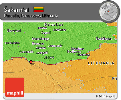 Political Panoramic Map of Šakarniai