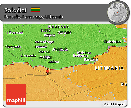 Political Panoramic Map of Saločiai