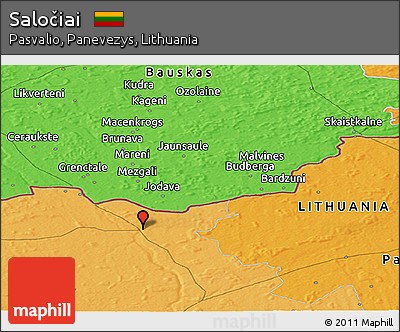 Political Panoramic Map of Saločiai