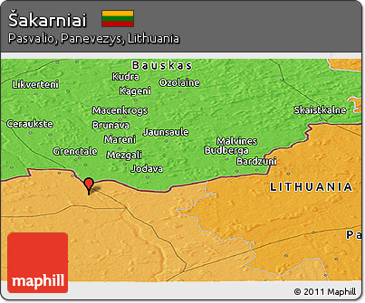 Political Panoramic Map of Šakarniai
