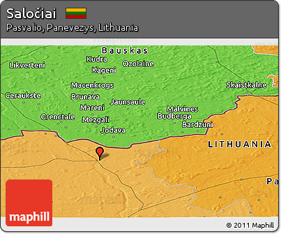 Political Panoramic Map of Saločiai