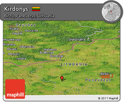 Satellite Panoramic Map of Kirdonys