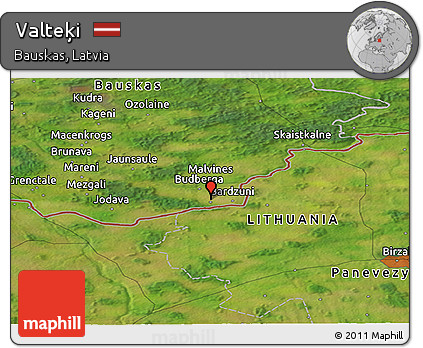 Satellite Panoramic Map of Valteķi