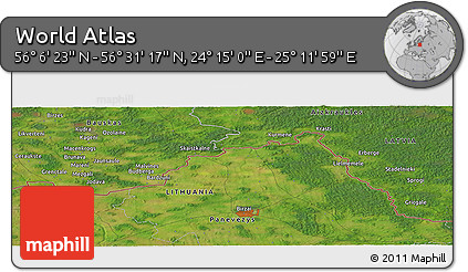 Satellite Panoramic Map of the Area around 56° 18' 50" N, 24° 43' 30" E