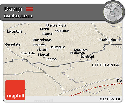 Shaded Relief Panoramic Map of Dāviņi