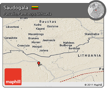 Shaded Relief Panoramic Map of Saudogala